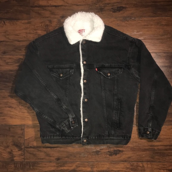 black levis fur jacket